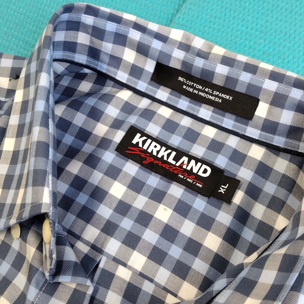Kirkland Signature Men's Long Sleeve Plaid Button Up Shirt Blue - Size XL - Picture 4 of 6